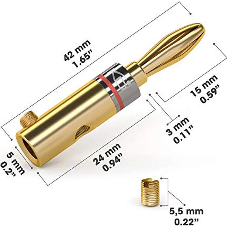 KabelDirekt - Bananenstecker - 5 Paare - (Steckverbinder für Lautsprecherkabel bis 6mm², Flexibler Anschluss der Kabel, HiFi Boxen, Verstärker, AV-Receiver, Endstufen, Sound- und Stereoanlagen) – Bild 4