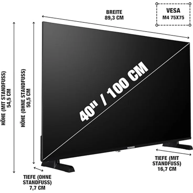 TELEFUNKEN XF40P900S, 40 Zoll Full HD LED TV (1920x1080 Pixel) mit Triple-Tuner und 2x HDMI, Schwarz – Bild 2