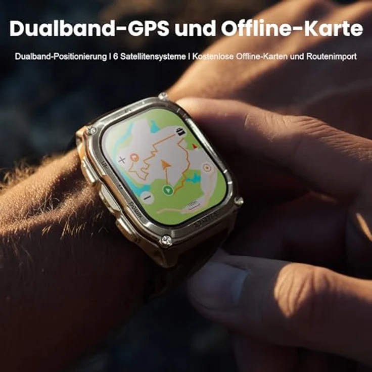 KOSPET Tank M4 Militärische Smartwatch für Herren, Dual-Band GPS, 10 ATM wasserdicht, 23 Sportmodi, Offline-Karten – Bild 5