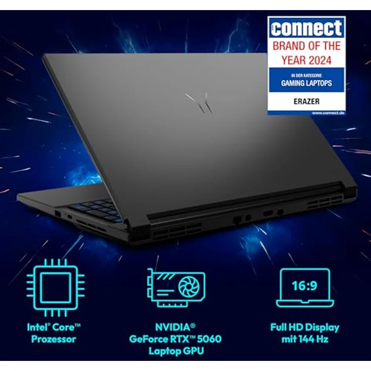 ERAZER Deputy 15 P1, 15,6" Full HD Gaming Laptop mit Intel Core i5 210H, GeForce RTX 5060 8GB GDDR7, 16GB DDR5 RAM, 1TB SSD, RGB Backlit-Keyboard, Windows 11 Home – Bild 3