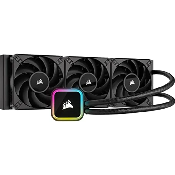 Corsair iCUE H150i RGB Elite CPU-Flüssigkeitskühler (16 Dynamische RGB-LEDs, AF Elite Series 120-mm-FDB-Lüfter, 360-mm-Radiator, iCUE-Software, LGA 1700-, 1200-, 115X-, 2066- und AM4-Sockel) Schwarz – Bild 1