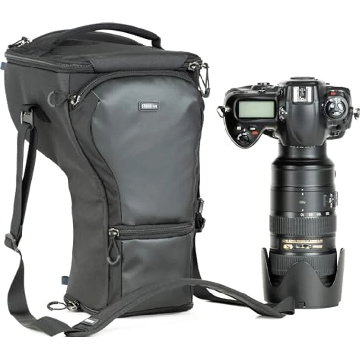 Think Tank Digital Holster Schwarz (Digital Holster 50) - Kamera-Zubehör für Standard- oder Griff-Kameragehäuse mit Zoomobjektiv, Fronttasche für Zubehör, "Pop Down"-Funktion für Gegenlichtblenden und große Objektive, Befestigung am Think Tank Gürtel. – Bild 1