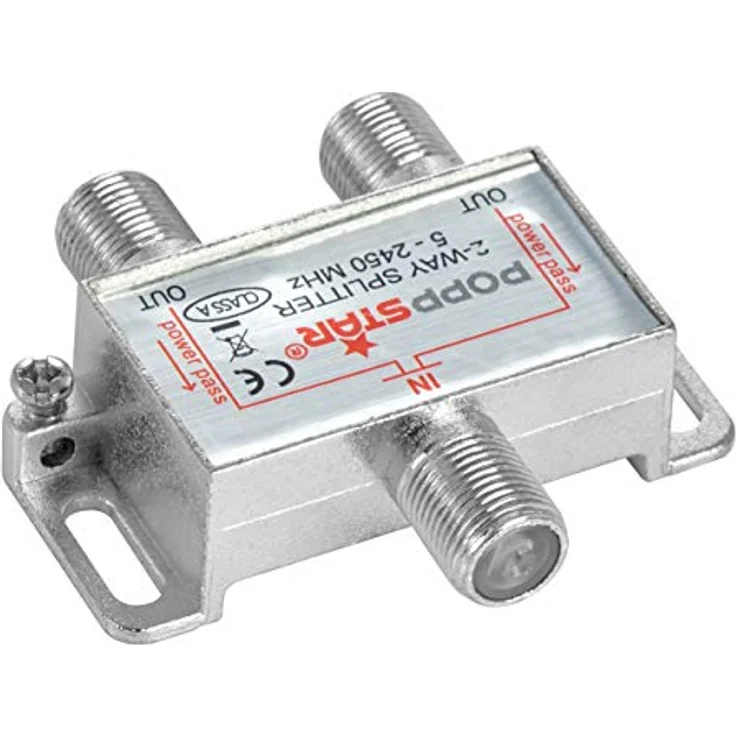 Poppstar Sat-Verteiler 2-fach (analog / digital-tauglich), 100dB, 5-2450 MHz – Bild 3