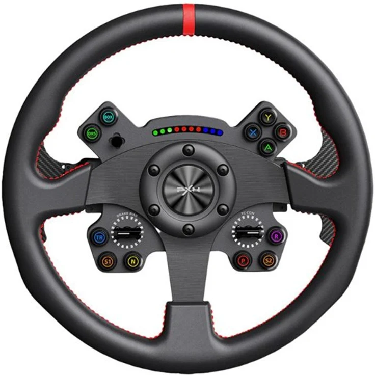 PXN WCS R2 Gaming-Lenkrad, kabelgebundenes Lenkrad mit Carbonfaser-Schaltwippen und RGB-Hintergrundbeleuchtung, PC-kompatibel