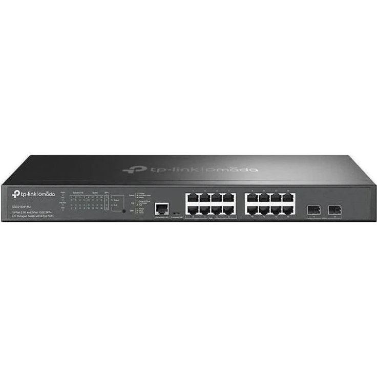 TP-Link SG3218XP-M2, Multi-Gigabit PoE-Switch mit 18 Ports, 16x 2.5G LAN, 240W PoE-Budget, Rack-Mount, Omada SDN Cloud-Management
