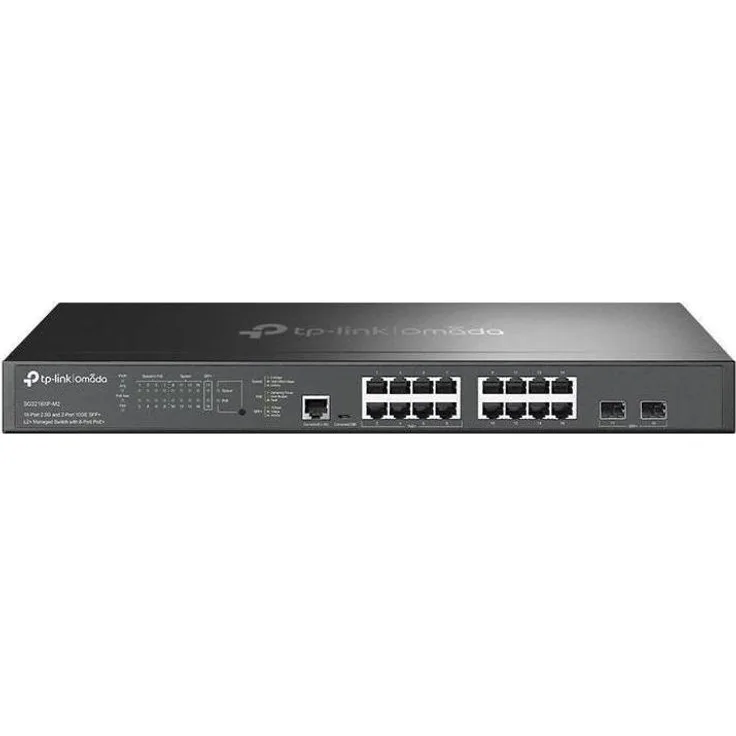 TP-Link SG3218XP-M2, Multi-Gigabit PoE-Switch mit 18 Ports, 16x 2.5G LAN, 240W PoE-Budget, Rack-Mount, Omada SDN Cloud-Management