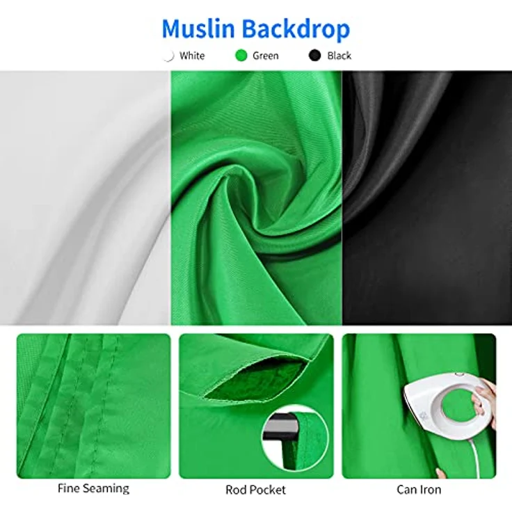 NEEWER Fotografie Lichtsset mit Hintergründen,8,5ft x 10ft Hintergrund Ständer,800W äquivalente 5700K LED Lampen Schirm Softbox kontinuierliche Licht,Foto Studio Geräte für Porträt Produktfotografie – Bild 5