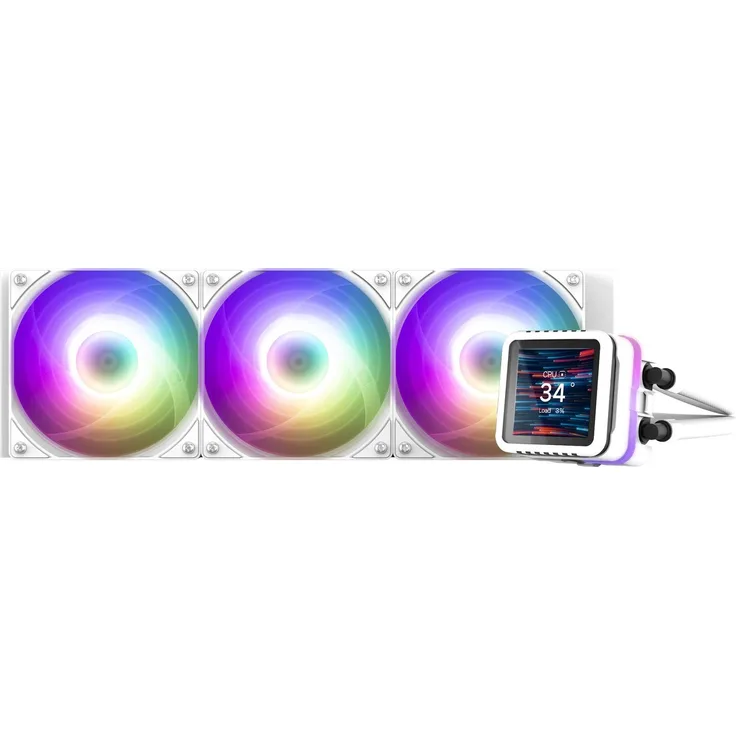 Zalman KOI ALPHA2 DS 360mm AIO, CPU Wasserkühler mit 2,73 Zoll IPS LCD-Display, weiße RGB-Beleuchtung und drei Zalman AF120 Lüftern, weiß