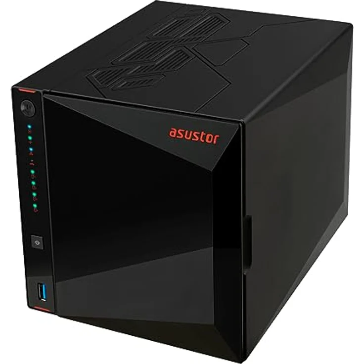 Asustor AS5404T Nimbustor 4 Gen2-4 Bay NAS Netzwerkspeicher Gehäuse, Quad-Core 2,0GHz CPU, 4xM.2 NVMe SSD Steckplätze, 2x2,5GbE Anschlüsse, 4GB DDR4 RAM, Gaming-Inspirierten NAS – Bild 2