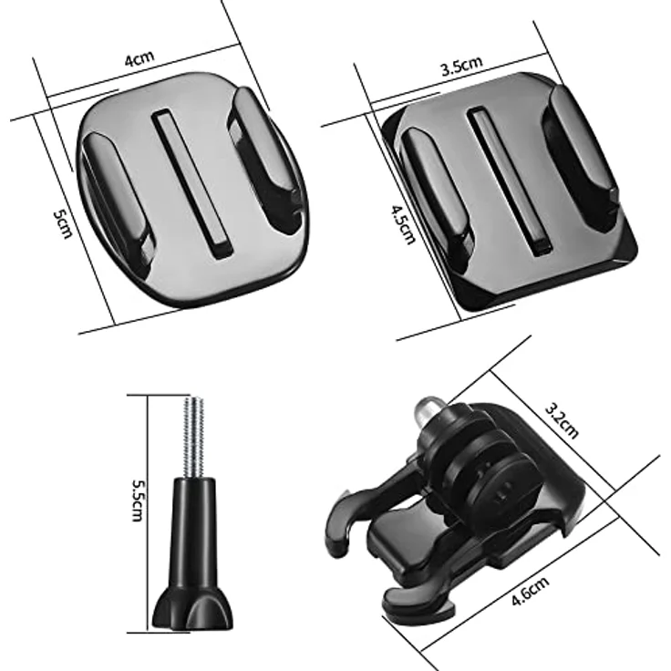 Fulushouxi 20 Sets GoPro Klebepads und Halterungen, flache und gebogene Befestigungen für Hero 4/3+/3/2, Helmbefestigung, langlebig und rutschfest – Bild 2