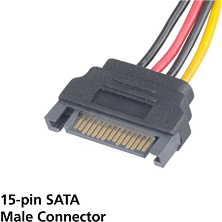 Akasa SATA-auf-4-poliger Molex-Adapter, konvertiert 15-polige SATA-Stromversorgung auf 4-poligen PSU-Molex-Stecker, SATA auf Molex-Stromkabel, Adapter, 15 cm, 2 Stück, AK-CBPW03-KT02 – Bild 3