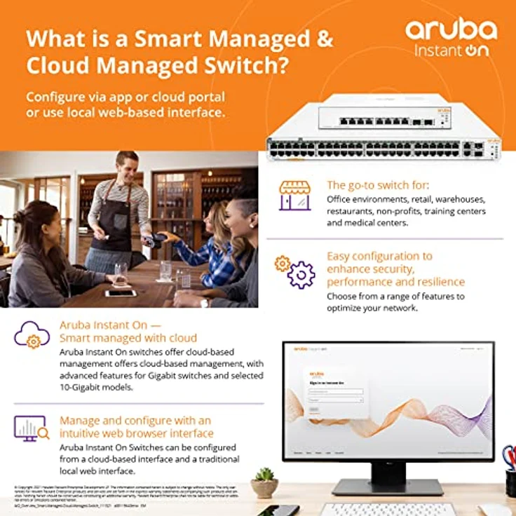 Aruba Instant On 1830 8-Port Gb Smart-Managed Layer 2 Ethernet Switch with PoE | 8X 1G | 4X CL4 PoE (65W) | Fanless | EU Cord (JL811A#ABB) – Bild 5