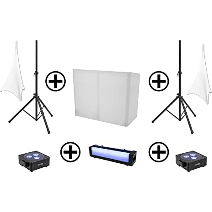 Eurolite Set Akku 2x Flat Light 3 sw, Bar-6, Ständer – Bild 2