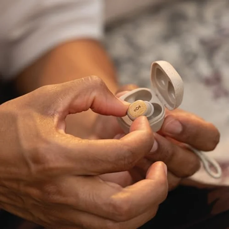 House of Marley Jamaica Mini TWS, Drahtlose In-Ear-Kopfhörer aus nachhaltigen Materialien, Cream, mit 30 Stunden Akkulaufzeit und Touch-Bedienung – Bild 6
