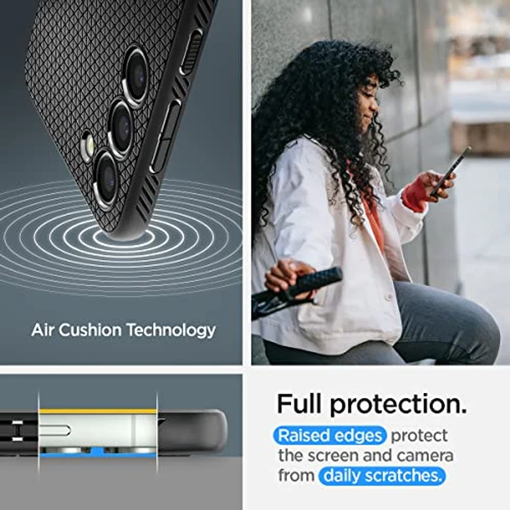 Spigen Liquid Air Hülle Kompatibel mit Samsung Galaxy S23 5G -Schwarz Gemustertes TPU mit Eckschutz und Spider Web - Schwarz – Bild 5
