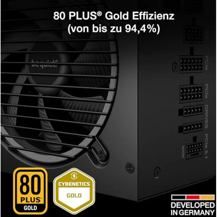 be quiet! Pure Power 13 M 850W Netzteil, 80 Plus® Gold, ATX 3.1 für PCIe 5.1 GPUs, 120mm Lüfter, semi-passiver Betrieb, LLC-Technologie, Single-Rail – Bild 2