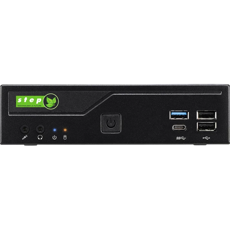 Step PC Micro DS6012, Mini-PC mit Intel Core i3-12100, 8 GB RAM, 256 GB NVMe SSD, Windows 11 Pro, 2x DP, 1x HDMI, Schwarz