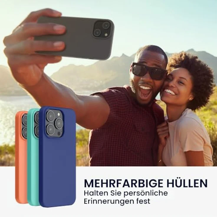 kwmobile Handyhülle für iPhone 14, Silikon Case in Stone Dust - Anti-Rutsch, kabelloses Laden, stoßfest – Bild 3