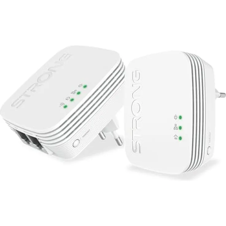 STRONG Powerline 600 Adapter, Internet über die Steckdose, 600 Mbit/s Powerline, WLAN Verstärker mit 300 Meter Reichweite, Kompatibel mit Allen Standard Modems und Routern, POWERLWF600DUOMINI