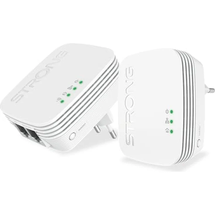 STRONG Powerline 600 Adapter, Internet über die Steckdose, 600 Mbit/s Powerline, WLAN Verstärker mit 300 Meter Reichweite, Kompatibel mit Allen Standard Modems und Routern, POWERLWF600DUOMINI – Bild 1