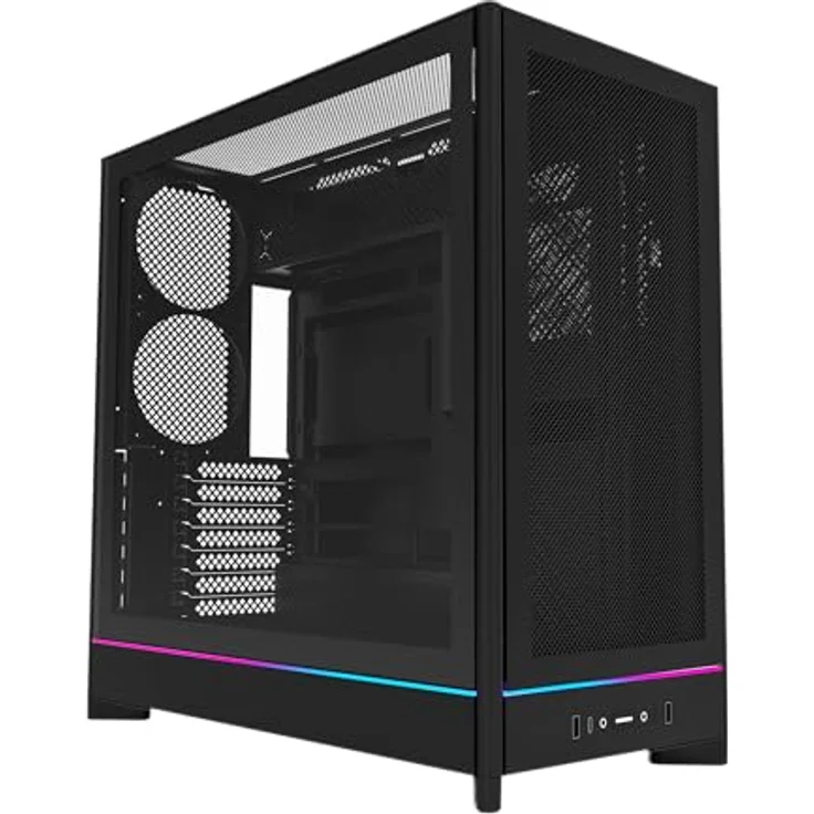 Montech HS01 PC-Gehäuse, Midi-Tower ATX, Tempered Glass, aRGB Beleuchtung - schwarz, bis zu 11x 120-mm-Lüfter, Radiatorunterstützung bis 360 mm – Bild 1