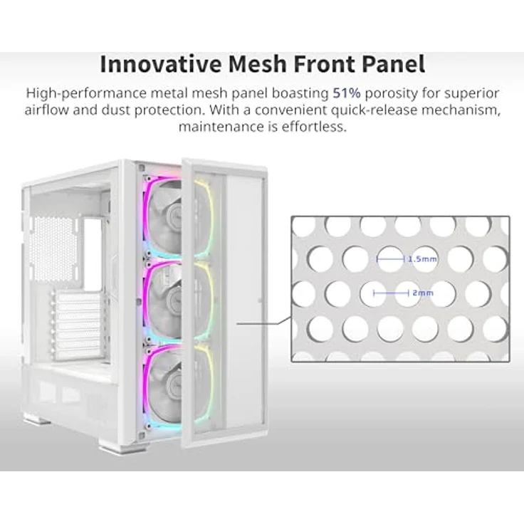 Montech SKY TWO GX, PC Gehäuse in Weiß, Elegantes Airflow-Gehäuse mit Mainboards bis E-ATX und 360 mm Radiator möglich – Bild 5
