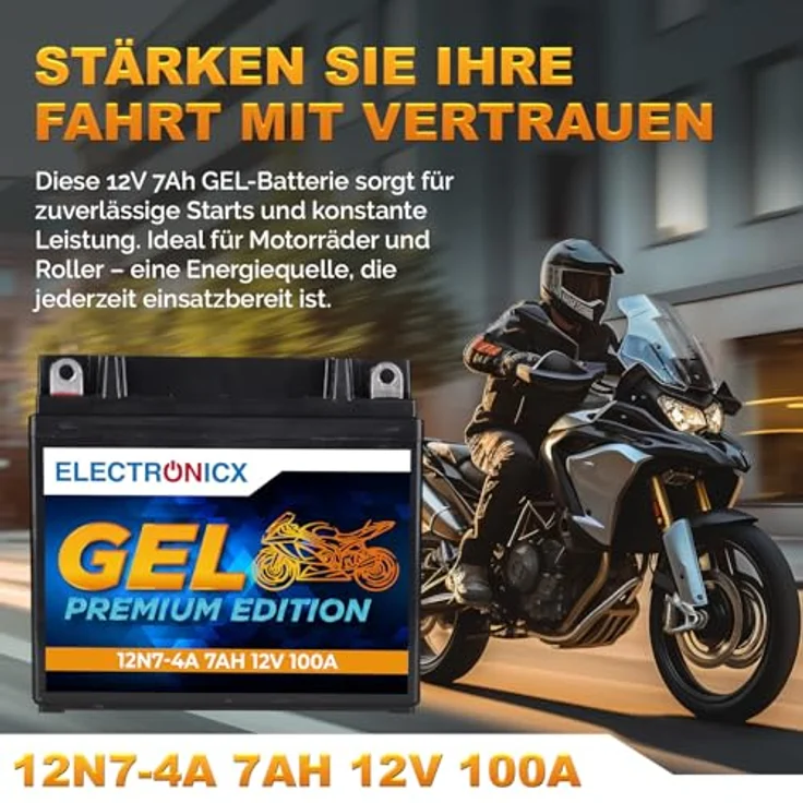 Electronicx GEL Motorradbatterie 7Ah 12V, wartungsfrei und auslaufsicher für Motorrad, Roller und Quad – Bild 2