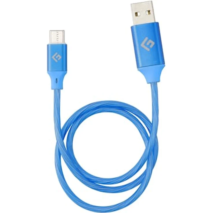 Floating Grip 0,5M LED USB-C Kabel (Blau), langlebige Verbindung mit Anschlussstatusanzeige und kompatibel mit USB-C und USB-A Geräten – Bild 1