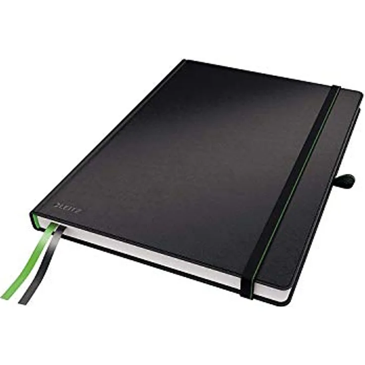 Leitz Notizbuch Complete 44710095, kariert, A4, 80 Blatt, schwarz, fester Kunstledereinband