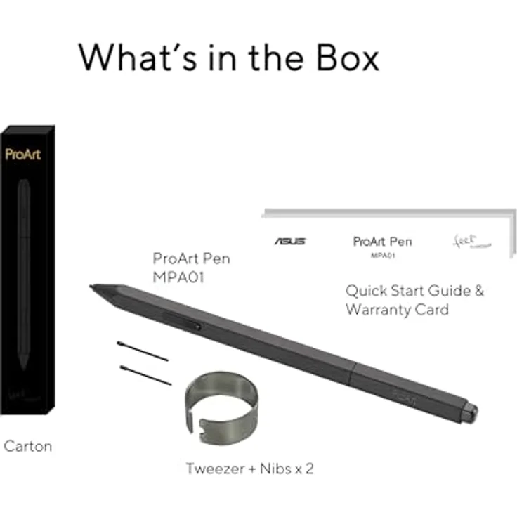 ASUS Proart Pen MPA01 Digitaler Stift mit WACOM EMR-Technologie, Druckempfindlichkeit von 4096 Stufen und 40°, Schwarzenachtschwarz – Bild 5