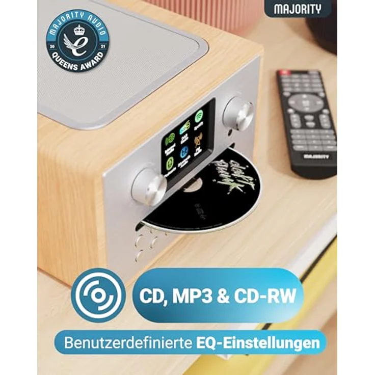 Majority Homerton Internetradio WLAN mit CD-Player, DAB+, UKW, Bluetooth, Farbdisplay und Fernbedienung – Bild 4