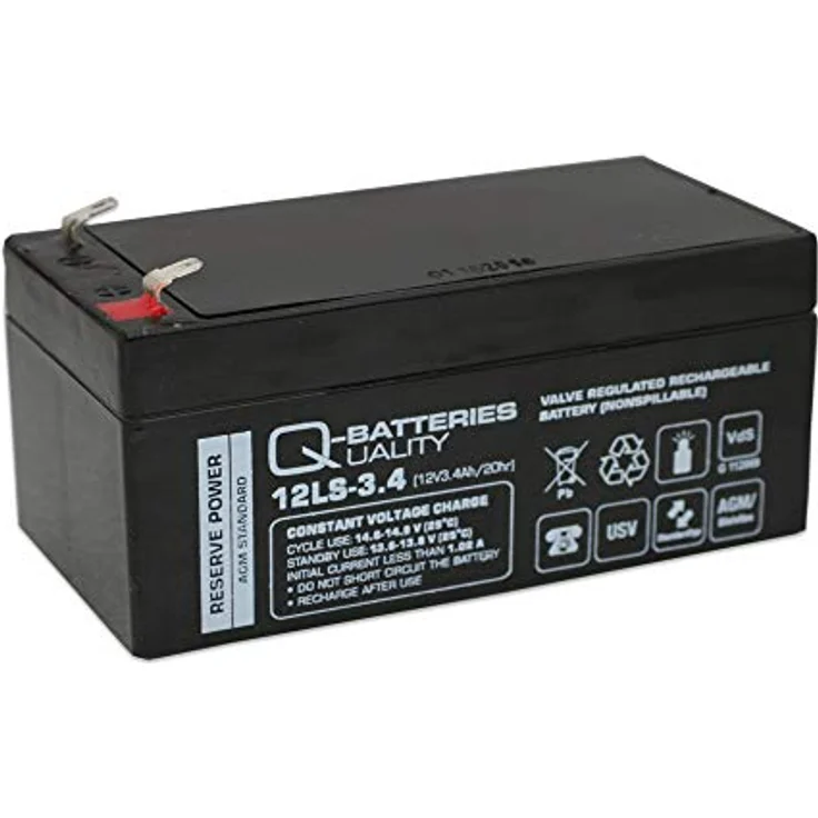 Q-Batteries 12LS-3.4 AGM Batterie 12V 3,4Ah wartungsfrei – Bild 1