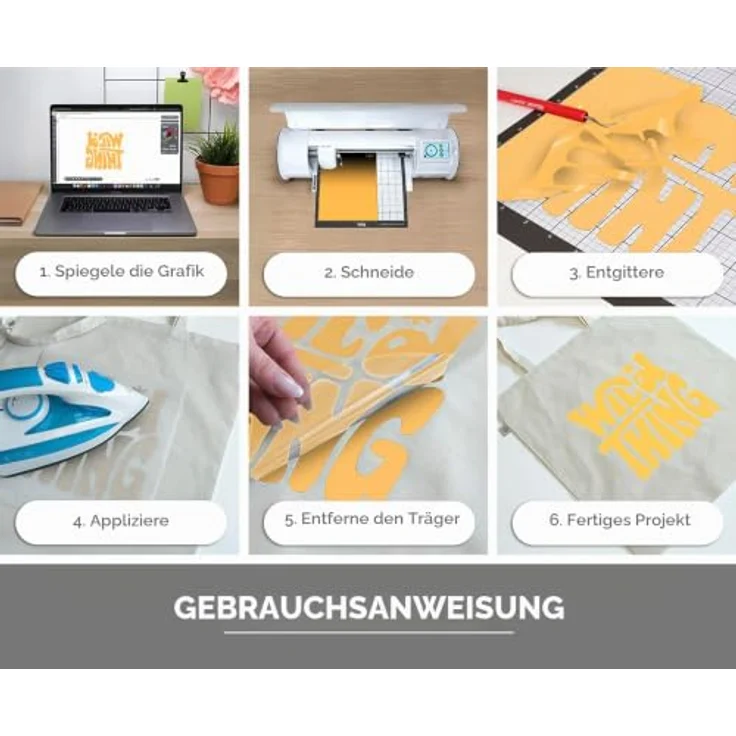 Siser Transferfolie, PVC-frei für Cad-Cut® Anwendungen, Schnittbreite 30 cm, gelb, hohe Waschbeständigkeit – Bild 3