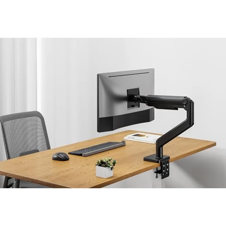 Digitus Single Monitorhalterung, Tischhalterung für 49" Monitore bis 20 kg, Schwarz, vollbeweglich mit VESA Quick-Release und Kabelmanagement – Bild 4