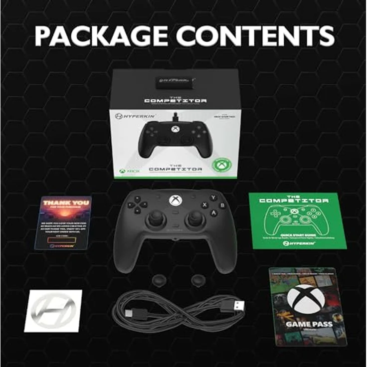 Hyperkin Competitor Wired Controller für Xbox Series X|S, Xbox One, PC – Offiziell lizenziert, Hall-Effekt-Joysticks, Impuls-Trigger, symmetrisches Layout, präzises Steuerkreuz, Rückseitentasten, schwarz – Bild 4
