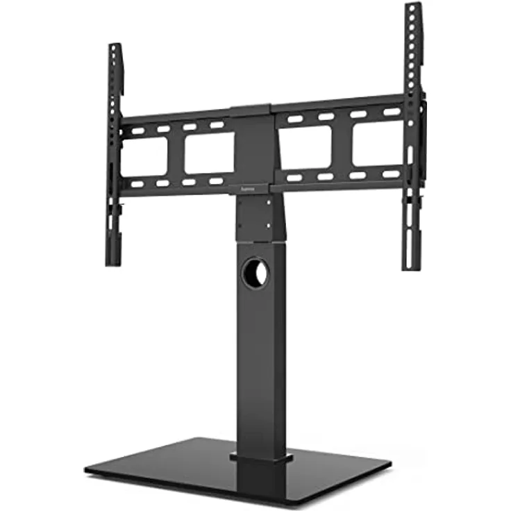 Hama TV-Standfuß (Universal, 65", 40 kg), TV Ständer, Schwarz - Schwenkbarer Standfuß mit Sicherheitsglasplatte