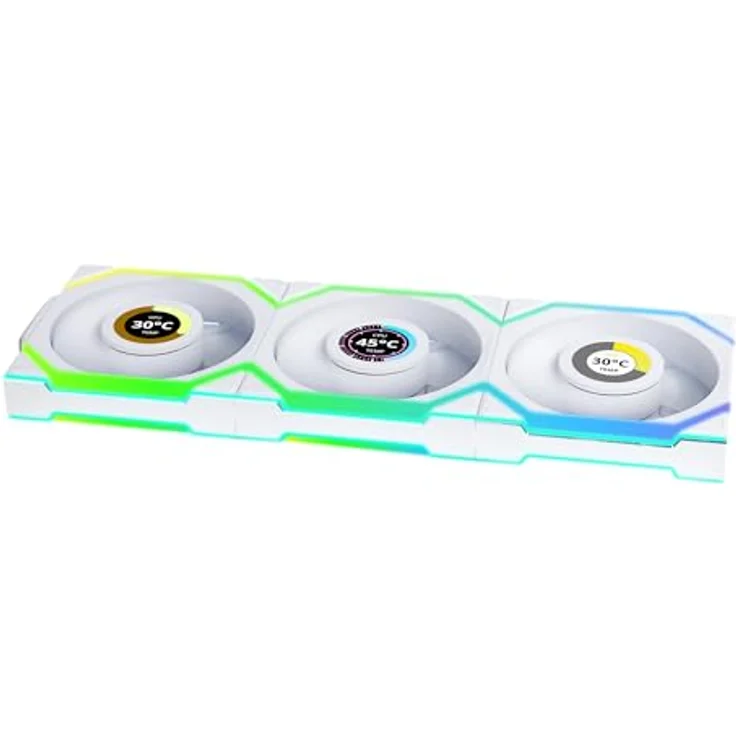 Lian Li UNI FAN SL Wireless LCD Lüfter, ARGB, PWM, 3er-Pack - 120 mm, weiß, leistungsstark und vibrationsarm – Bild 1