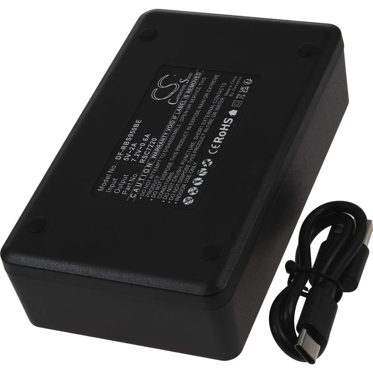 Powery Ladegerät für Scanreco Effer Akku, 7,2V, Schwarz - für 2 Akkus, integrierte Schutzelektronik