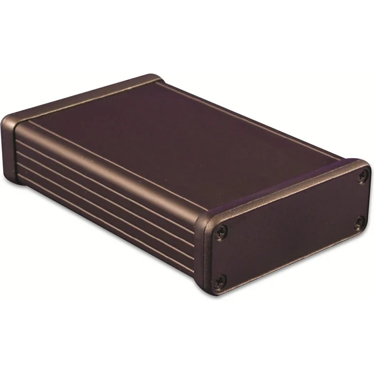 Hammond Profil-Gehäuse 1455J1202BK, robustes Aluminiumgehäuse, schwarz, IP54, 120x78x27 mm, EMV-dämpfend, mit Abschlusskappen