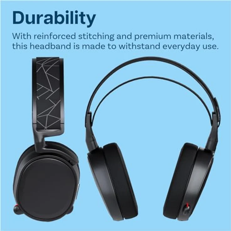 MMOBIEL Stirnband Ersatz für SteelSeries Arctis 7/9/Pro/Prime, elastisches Stoff-Kopfbandpolster in Schwarz mit grauem Muster, komfortabel und langlebig – Bild 5