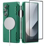 Nillkin Magnetische Handyhülle für Samsung Galaxy Z Fold 6, mit S Pen Halter, Scharnier Schutz und Built-in Screen Protector, Slim Fit, Grün