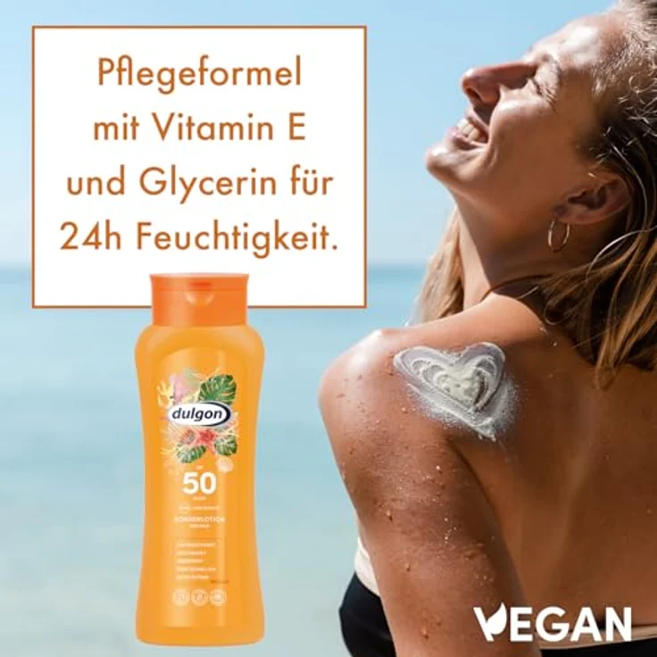 Dulgon Sonnencreme 50 wasserfest 250ml - Sonnenschutz Creme ohne Octocrylene, UVA & UVB Schutz, vegan & mikroplastikfrei, 24H Feuchtigkeit – Bild 4