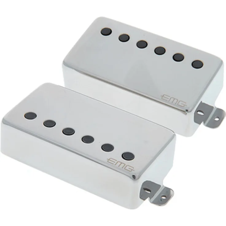 EMG EMG 57/66 Set C, Aktives Humbucker-Tonabnehmer-Set mit chromfarbener Oberfläche, inklusive lötfreiem Installationssystem