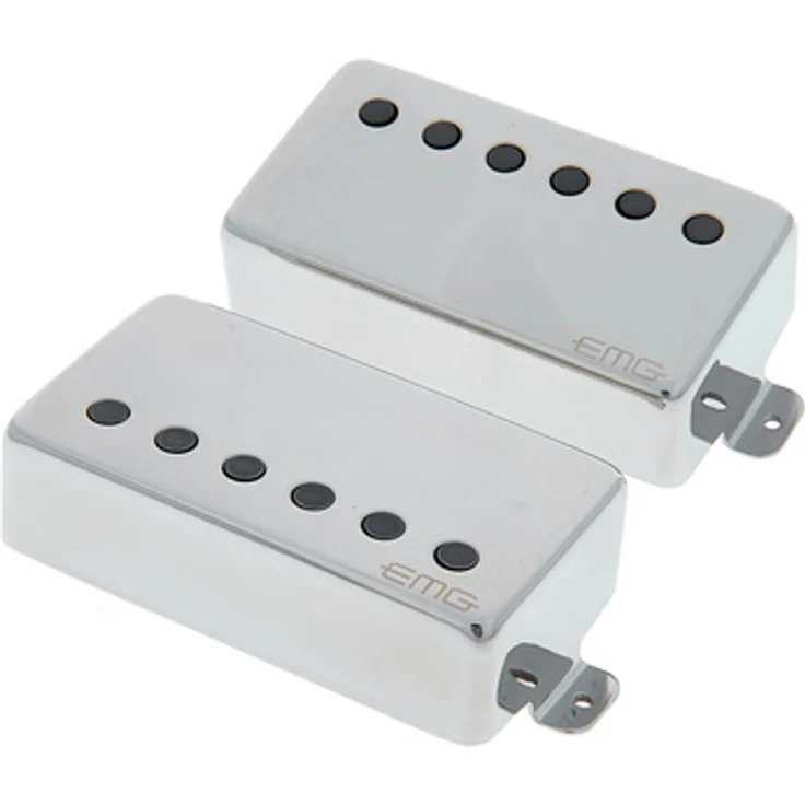 EMG EMG 57/66 Set C, Aktives Humbucker-Tonabnehmer-Set mit chromfarbener Oberfläche, inklusive lötfreiem Installationssystem