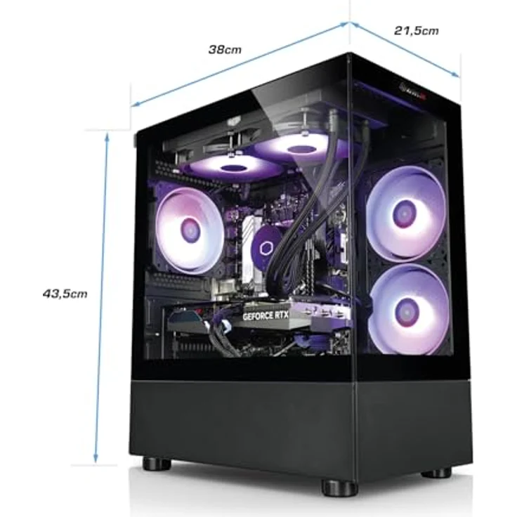 kiebel.de Gaming PC InvaderXS 14, Intel Core i7-14700KF, 32GB DDR4, NVIDIA RTX 5070 12GB, 1TB SSD, Windows 11, schwarz, kompakte Bauweise mit RGB-Lüfter – Bild 3