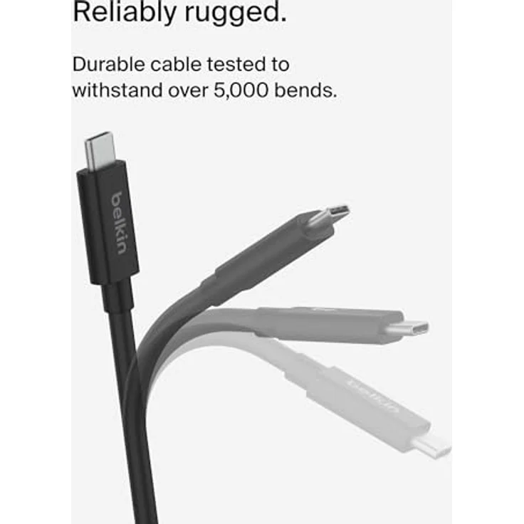 Belkin Connect USB4-Kabel, 2-m-Ladekabel, USB-C-auf-USB-C-Kabel mit 240-W-Power Delivery, 20 Gbit/s – USB4-konformes Ladekabel, kompatibel mit Geräten wie MacBook, Windows-Laptops und Chromebook – Bild 4