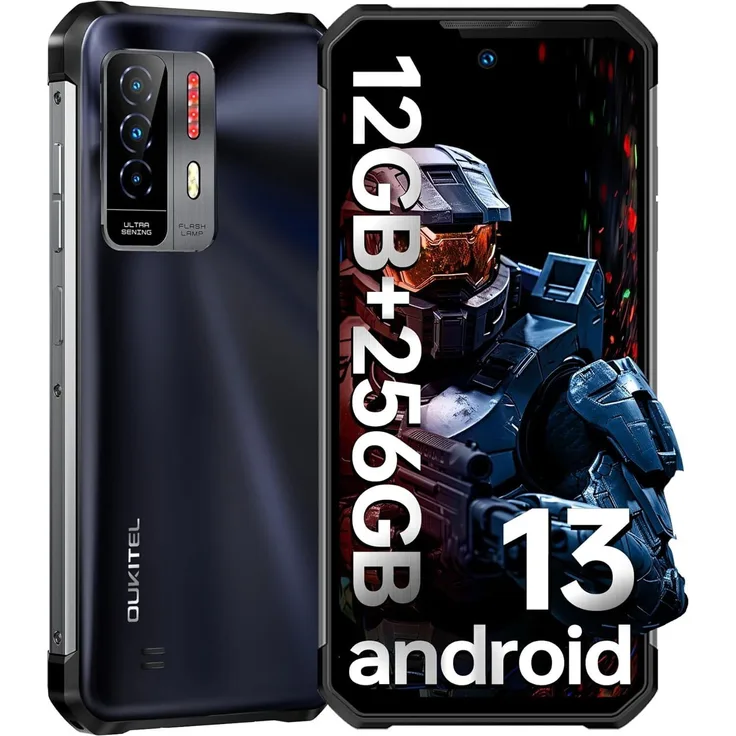 OUKITEL WP27 Outdoor Smartphone, 6,8" FHD+, 24GB RAM, 256GB, Helio G99, 8500mAh, IP68, 20MP IR-Nachtsichtkamera, Blau