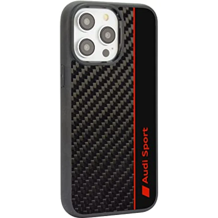 Audi Sport Handyhülle - Kompatibel mit iPhone 14 Pro Max - Stoßabsorbierend aus Carbon - Schwarz mit roten Details – Bild 1
