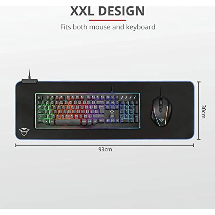 Trust Gaming GXT 764 Glide-Flex XXL RGB Mauspad Mousepad (Extra Groß : 930 x 300 x 3 mm, Mouse pad mit RGB LED Beleuchtung, Anti Rutsch Matte) schwarz – Bild 3