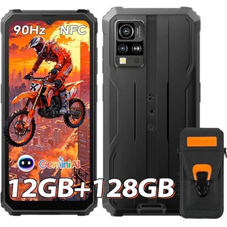 Blackview BV4800 Pro, Rugged Smartphone mit 12 GB RAM, 128 GB ROM, Android 14, 16,56 cm HD+, 8 MP + 16 MP Kamera, 5180 mAh, wasserdicht, NFC, 3 Kartenfächer, Gesichtsentperrung – Bild 1